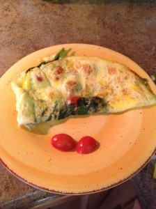 Note to self: grape tomatoes don't like to stay inside an omlet